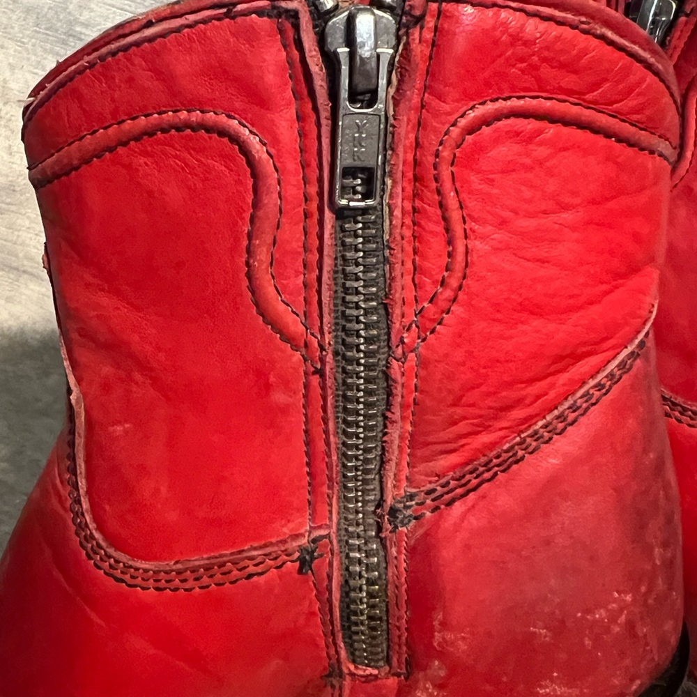 Lucchese Gwen Red Western Bootie w/Stonewash Finish. Women's Size 6.5 - Picture 11 of 14